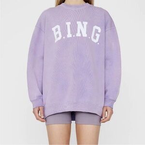 Anine Bing Tyler Sweatshirt Purple Garment Dye Sz L
